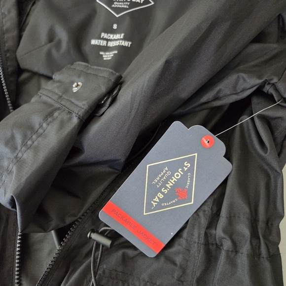 St. John's Bay Packable Water Resistant Utility Jacket Black Size Small - Picture 12 of 15